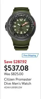 Walmart Citizen Promaster Dive Men's Watch offer