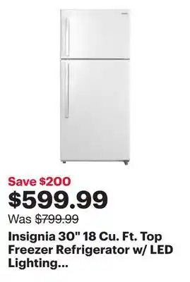 Best Buy Insignia 30 18 Cu. Ft. Top Freezer Refrigerator w/ LED Lighting (NS-RTM18WH8Q) -White -Only at Best Buy offer