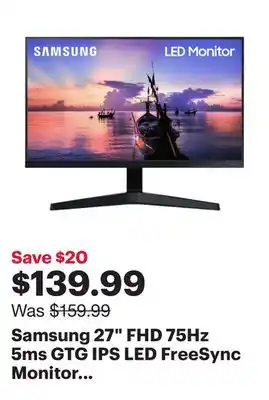 Best Buy Samsung 27 FHD 75Hz 5ms GTG IPS LED FreeSync Monitor (LF27T350FHNXZA) - Dark Blue Grey offer