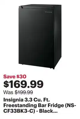 Best Buy Insignia 3.3 Cu. Ft. Freestanding Bar Fridge (NS-CF33BK3-C) - Black - Only at Best Buy offer
