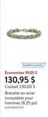 Walmart Bracelet en acier inoxydable pour hommes (8,25 po) offer