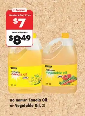 No Frills no name Canola Oil or Vegetable Oil, 3L offer