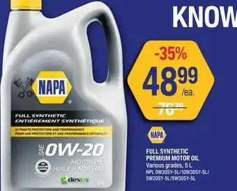 NAPA Auto Parts FULL SYNTHETIC MOTOR OIL offer