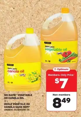 Independent Grocer NO NAME VEGETABLE OR CANOLA OIL, 3 L offer