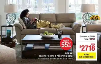 La Z Boy REESE leather seated reclining sofa offer