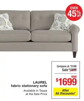 La Z Boy LAUREL fabric stationary sofa offer