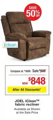 La Z Boy JOEL iClean fabric recliner offer
