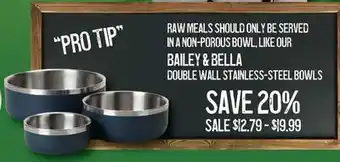 Petvalu Bailey & Bella Double Wall Stainless Steel Bowls offer