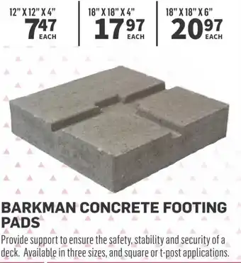 Co-op BARKMAN CONCRETE FOOTING PADS offer