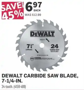 Co-op DEWALT CARBIDE SAW BLADE,7-1/4-IN. offer