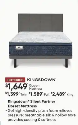 Sleep Country Kingsdown Silent Partner Dorset Mattress offer