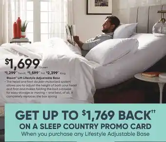 Sleep Country Bloom Lift Lifestyle Adjustable Base offer