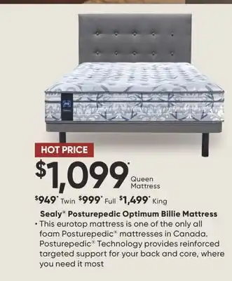 Sleep Country Sealy Posturepedic Optimum Billie Mattress offer