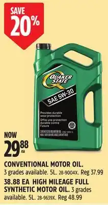 Canadian Tire Quaker State CONVENTIONAL MOTOR OIL offer