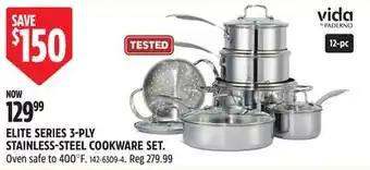 Canadian Tire Vida by PADERNO ELITE SERIES 3-PLY STAINLESS-STEEL COOKWARE SET offer