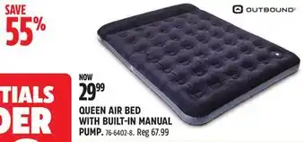 Canadian Tire Outbound QUEEN AIR BED WITH BUILT-IN MANUAL PUMP offer