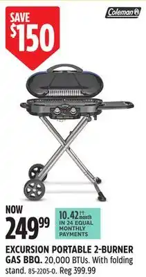 Canadian Tire Coleman EXCURSION PORTABLE 2-BURNER GAS BBQ offer