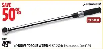 Canadian Tire Mastercraft 1⁄2˝-DRIVE TORQUE WRENCH offer