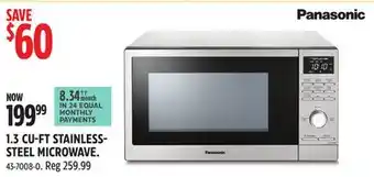 Canadian Tire Panasonic 1.3 CU-FT STAINLESS STEEL MICROWAVE offer