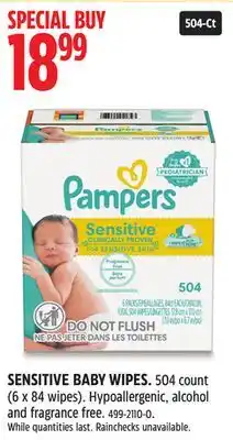Canadian Tire Pampers SENSITIVE BABY WIPES offer