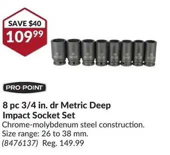 Princess Auto 8 pc 3/4 in. dr Metric Deep Impact Socket Set offer