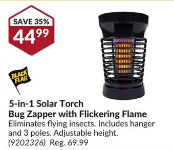 Princess Auto 5-in-1 Solar Torch Bug Zapper with Flickering Flame offer