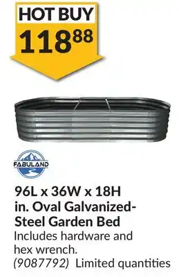 Princess Auto 96L x 36W x 18H in. Oval Galvanized- Steel Garden Bed offer