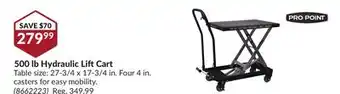 Princess Auto 500 lb Hydraulic Lift Cart offer