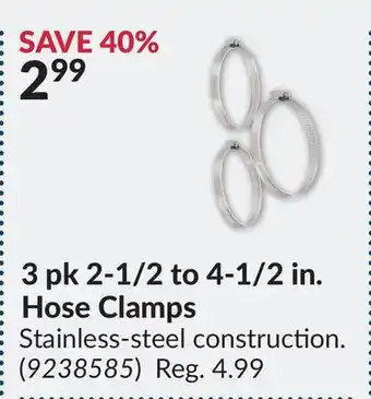 Princess Auto 3 pk 2-1/2 to 4-1/2 in. Hose Clamps offer
