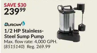 Princess Auto 1/2 HP Stainless- Steel Sump Pump offer