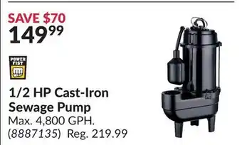 Princess Auto 1/2 HP Cast-Iron Sewage Pump offer