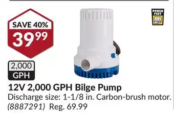 Princess Auto 12V 2,000 GPH Bilge Pump offer