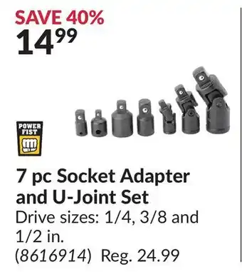 Princess Auto 7 pc Socket Adapter and U-Joint Set offer