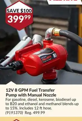 Princess Auto 12V 8 GPM Fuel Transfer Pump with Manual Nozzle offer