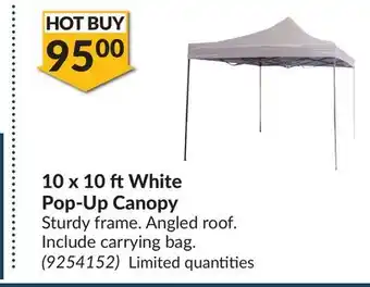 Princess Auto 10 x 10 ft White Pop-Up Canopy offer