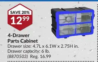 Princess Auto 4-Drawer Parts Cabinet offer