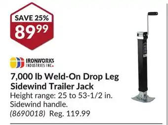 Princess Auto Weld-On Drop Leg Sidewind Trailer Jack offer