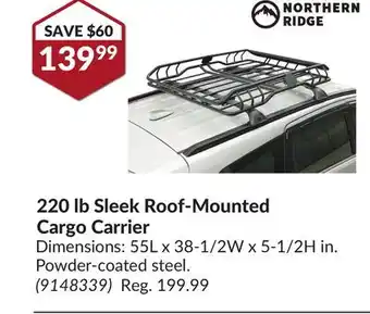 Princess Auto 220 lb Sleek Roof-Mounted Cargo Carrier offer