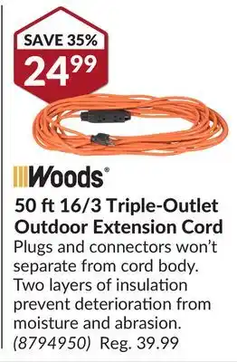 Princess Auto 50 ft16/3 Triple-Outlet Outdoor Extension Cord offer