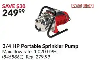 Princess Auto 3/4 HP Portable Sprinkler Pump offer