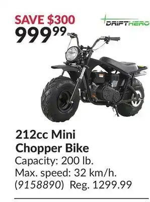 Princess Auto 212cc Mini Chopper Bike offer