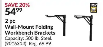 Princess Auto Power Fist 2 pc Wall-Mount Folding Workbench Brackets offer