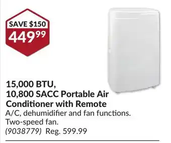 Princess Auto 15, 000 BTU, 10, 800 S ACC Portable Air Conditioner offer