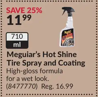Princess Auto Meguiar's Hot Shine Tire Spray and Coating offer