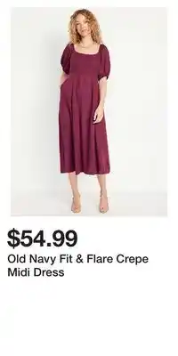 Old Navy Old Navy Fit & Flare Crepe Midi Dress offer