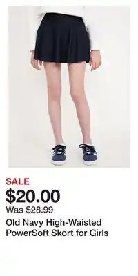 Old Navy Old Navy High-Waisted PowerSoft Skort for Girls offer