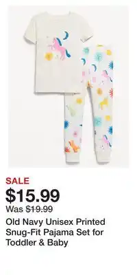Old Navy Old Navy Unisex Printed Snug-Fit Pajama Set for Toddler & Baby offer