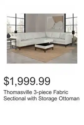 Costco Thomasville 3-piece Fabric Sectional with Storage Ottoman offer