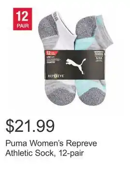 Costco Puma Women's Repreve Athletic Sock, 12-pair offer