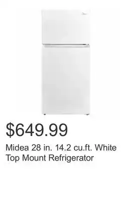 Costco Midea 28 in. 14.2 cu.ft. White Top Mount Refrigerator offer